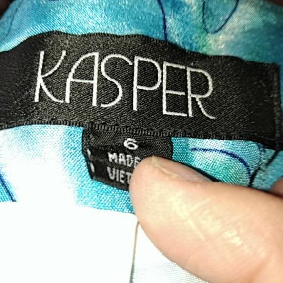 Kasper Tourquise Floral Blazer Jacket Sz 6 - Picture 4 of 4